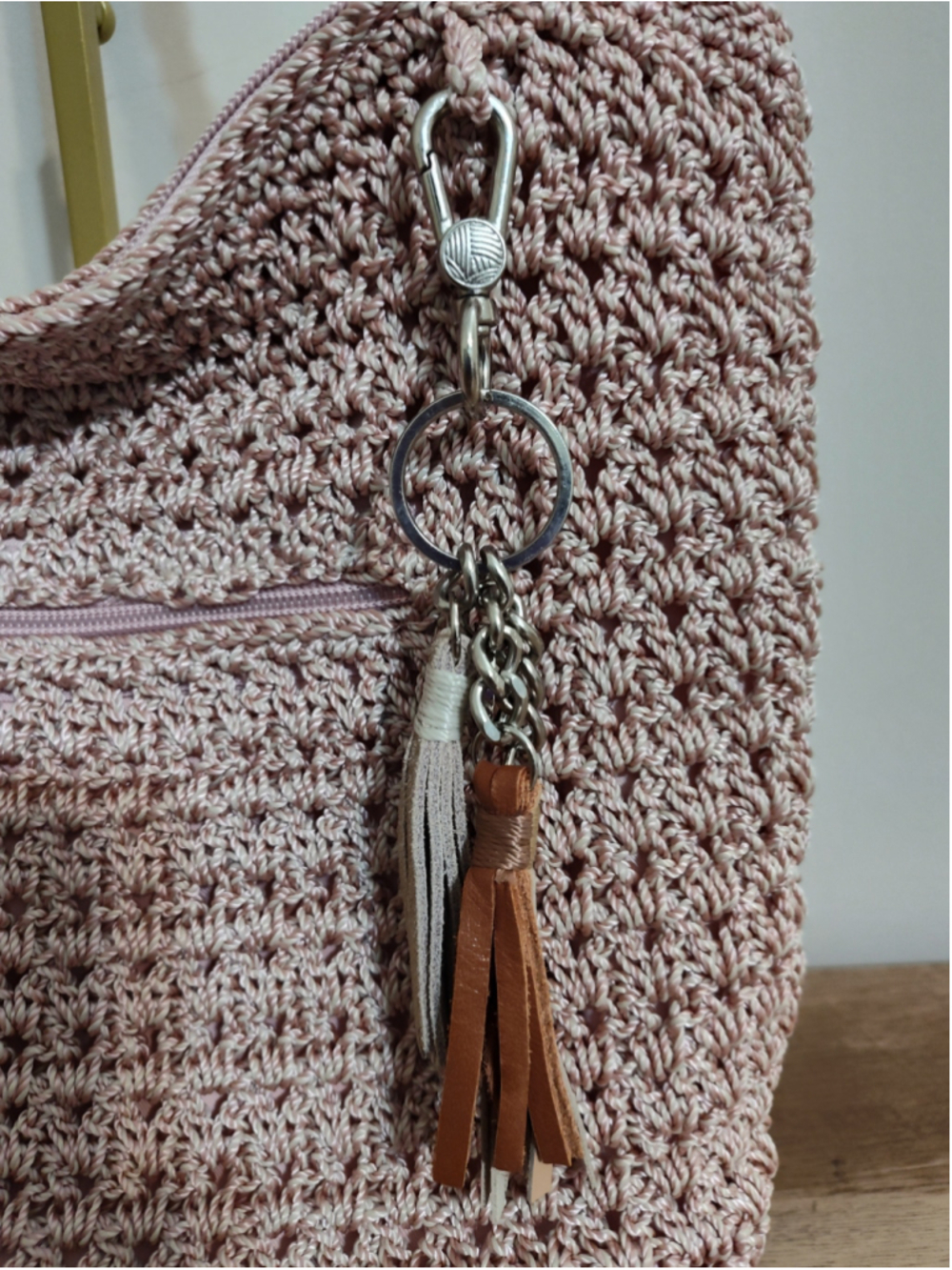 Women's The Sak Crochet Shoulder Bag One Size Pink Brown - Picture 3 of 13